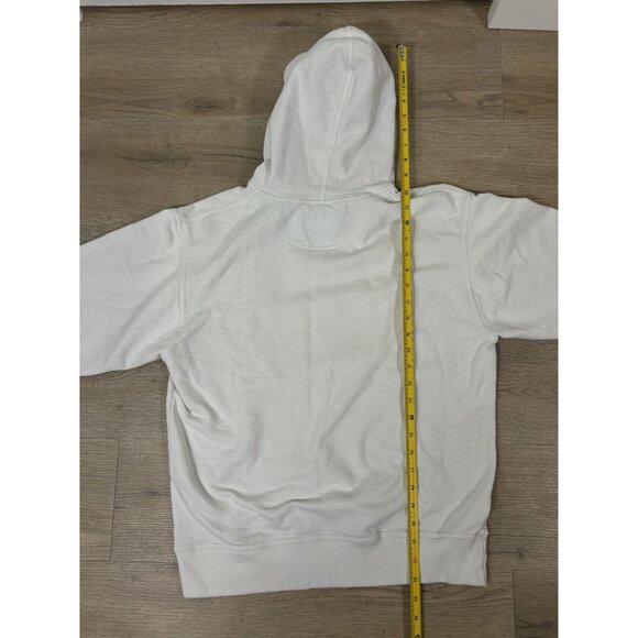 Champion Powerblend Fleece White Grey Chest Logo Pullover Hoodie Size M - Picture 7 of 9